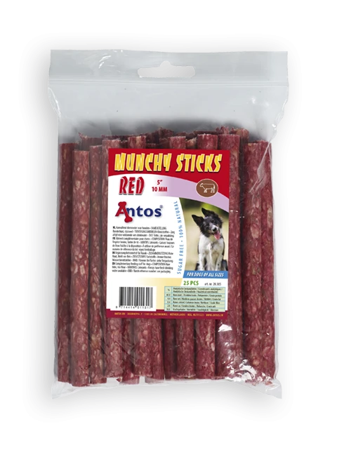 Munchy Sticks 5" 10 mm Rojo 25 piezas