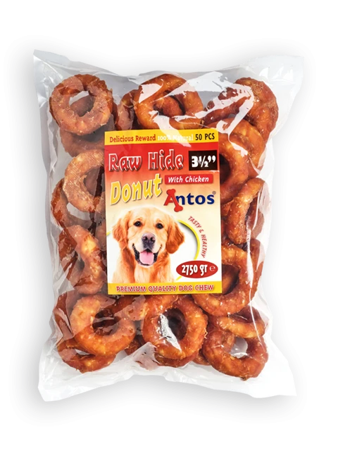 Raw Hide White + Chicken Donut 3½" 50 piezas