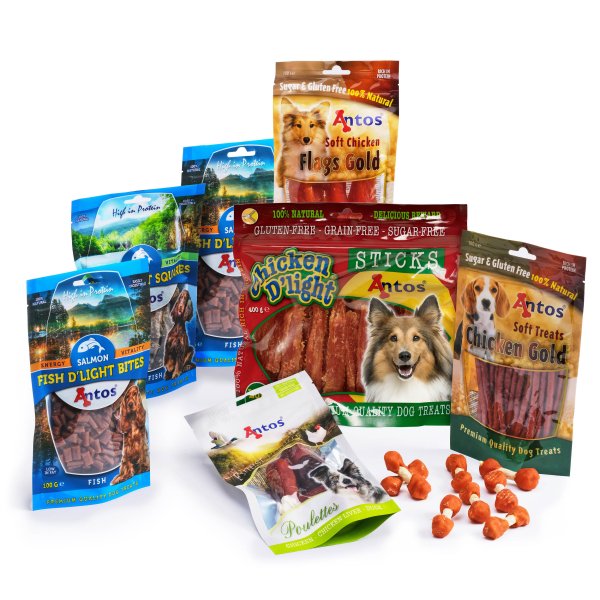 Snacks para perros de pollo y pescado