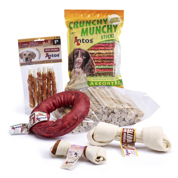 Snacks de cuero crudo para perros