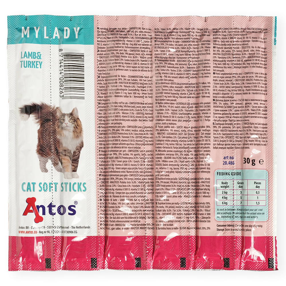 Cat Soft Sticks Mylady Cordero&Pavo 6 piezas