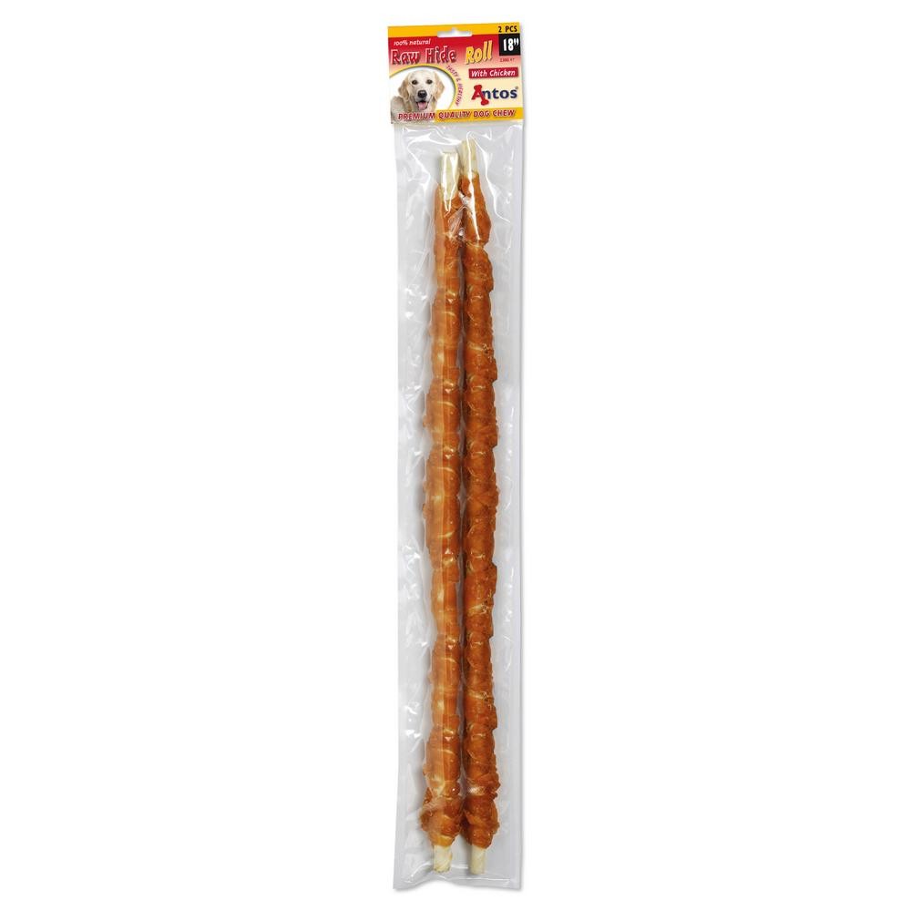 Raw Hide White + Chicken Roll 18" 2 piezas