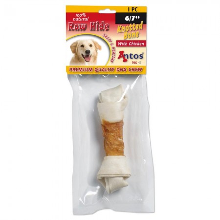 Raw Hide White + Chicken Knotted Bone 6/7" 1 pieza