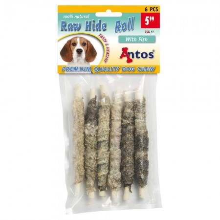 Raw Hide White + Fish Roll 5" 6 piezas
